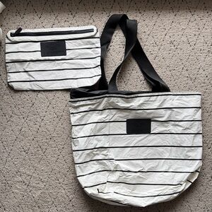 Aloha Striped Black and White Tote Bag Set